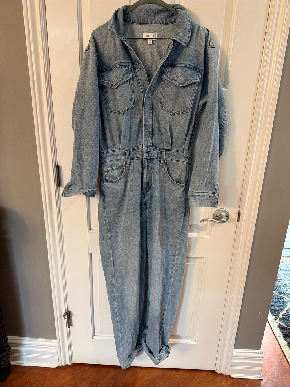 pistola Light Wash Denim Jumpsuit